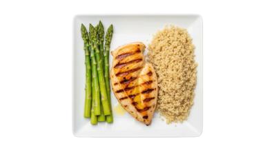 Grilled chicken breast with asparagus and couscous
