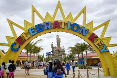 Carnival cruise passengers visit Celebration Key on Grand Bahama Island on June 3, 2026.