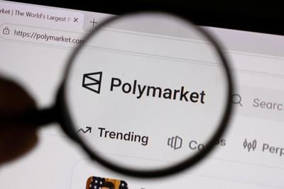 Illustration shows Polymarket logo