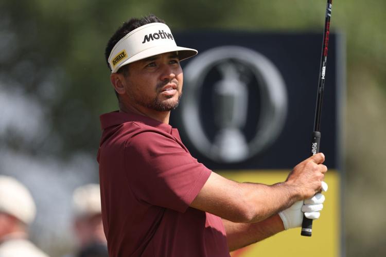 Jason Day watches his shot from the second tee during the second round of The Open 2026 at Royal Birkdale.