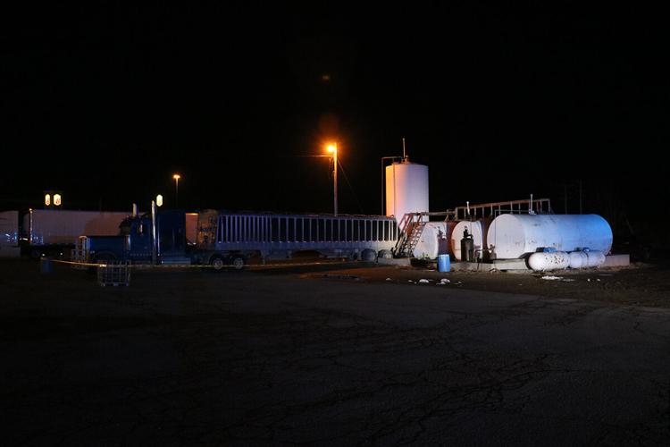 Semi backed into tank