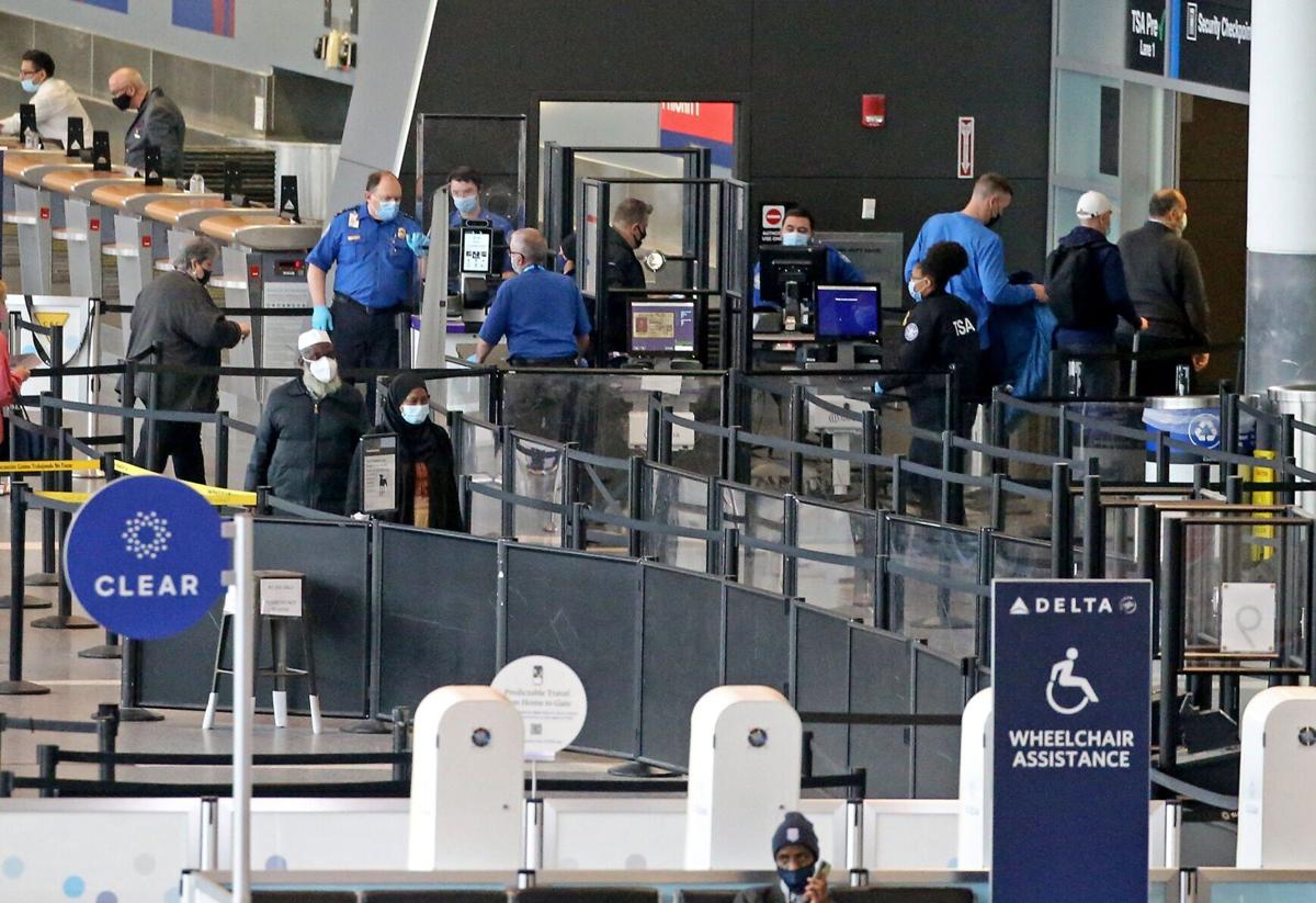 The TSA area of Boston's Logan International Airport in terminal A, on March 24, 2022, in Boston.
