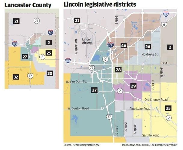 Lincoln/Lancaster County legislative districts map