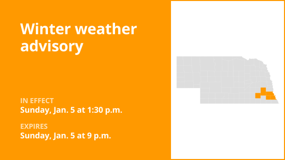 Winter weather advisory issued for Eastern Nebraska until Sunday night – up to 2 inches of snow