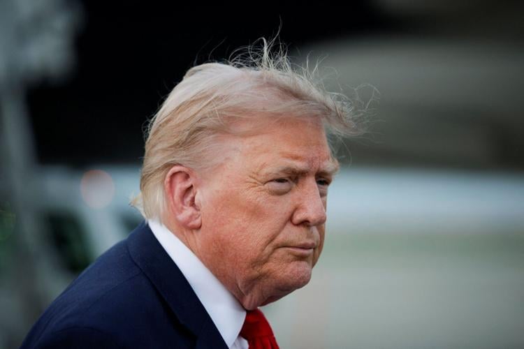 U.S. President Donald Trump arrives at Joint Base Andrews in Maryland