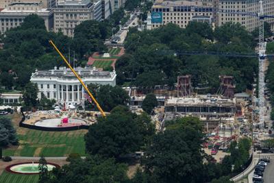 View of the White House and the ongoing Ballroom construction in Washington