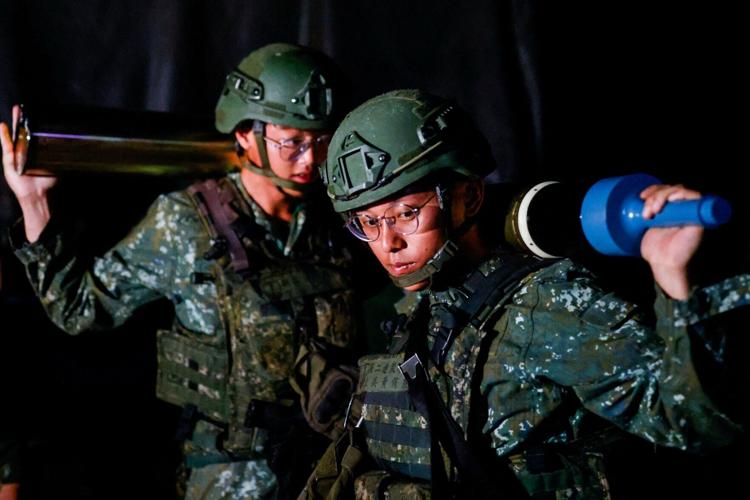 Taiwanese soldiers prepare ammunition for a live-fire drill during the Han Kuang military exercise in Penghu