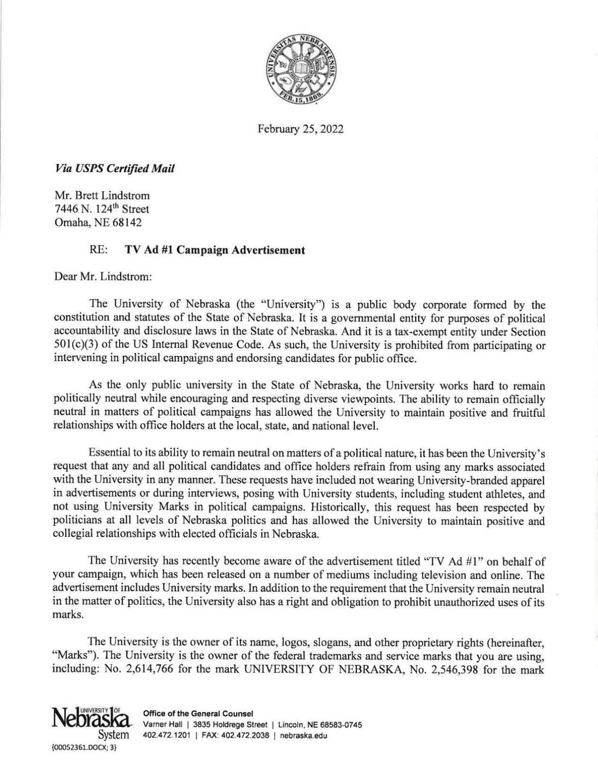 Lindstrom Letter