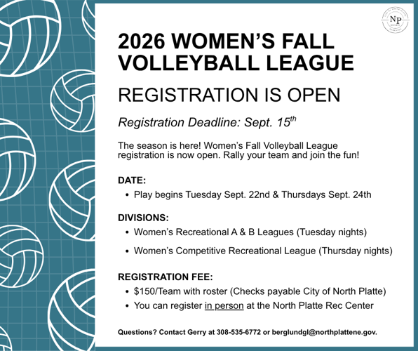 2026 Women’s Fall Volleyball League Registration is now open!