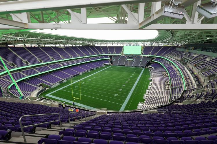 The view from the 200- level seats at Northwestern University’ s nearly finished Ryan Field on Sept. 14, 2026, in Evanston, Ill..