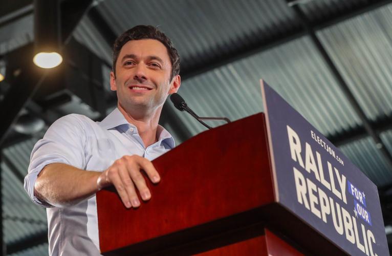 US Sen. Jon Ossoff speaks during his Rally for Our Republic on Saturday, July 12, 2025 at the Kehoe Iron Works in Savannah, GA.