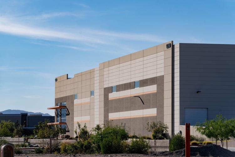 The exterior of a Surprise warehouse owned by DHS as local high school students gathered nearby March 13, 2026, to denounce a plan to use the structure as an ICE processing facility. The building, which would have 1,500 beds, sits about a mile from Dysart
