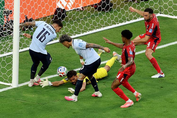 MIAMI GARDENS, FLORIDA- JUNE 21: Maxi Araujo #20 of Uruguay scores a goal that was disallowed due to an offside ruling during the FIFA World Cup 2026 Group H match between Uruguay and Cabo Verde at Miami Stadium on June 21, 2026 in Miami Gardens, Florida.