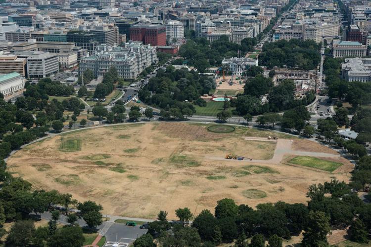 Construction continues at the White House