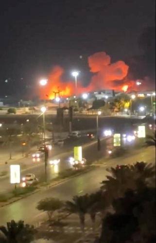 Smoke and flames rise after an explosion in Bandar Abbas
