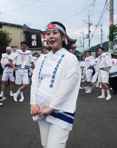 Yawata city mayor, Shoko Kawata, six months pregnant, in Yawata