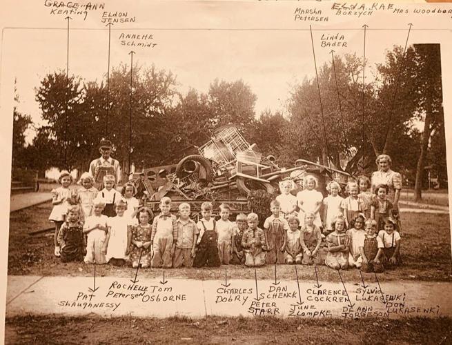 Osborne and  scrap metal pile in St. Paul, Nebraska