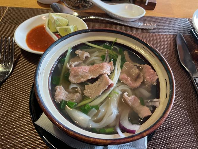 Pho for breakfast at the Bespoke Trendy Hotel in Hanoi/