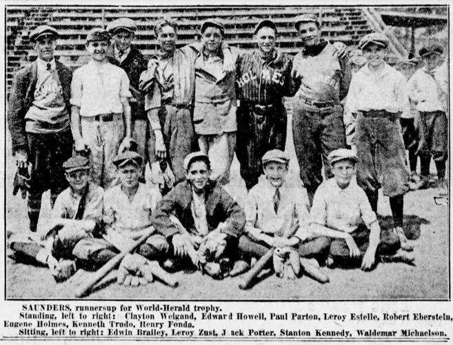Henry Fonda with Saunders School baseball team 1919