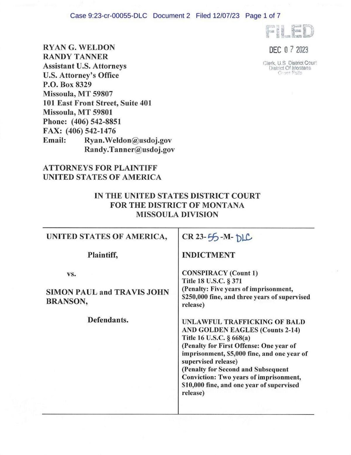 USA v. Simon Paul and Travis John Branson