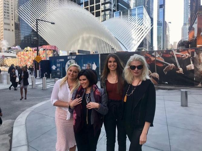 From left, Virginia Roberts Giuffre, Rachel Benavidez, Teresa Helm, and Marijke Chartouni are seen in New York City in 2019.