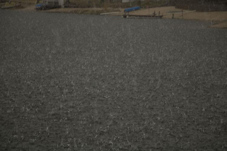Hail in pond
