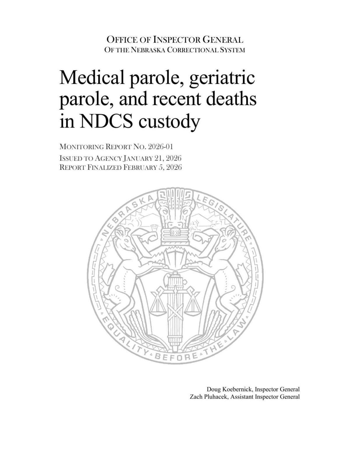 Medical parole, geriatric parole and recent deaths in NDCS custody
