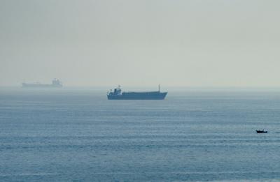 Vessels in the Strait of Hormuz, as seen from Musandam