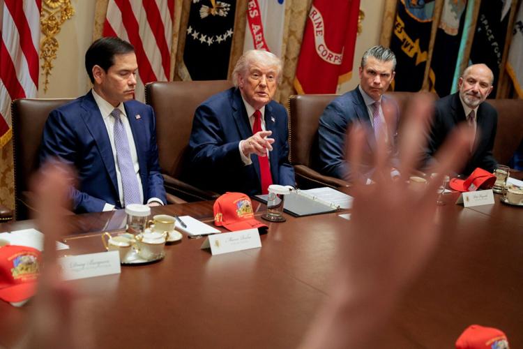 U.S. President Donald Trump participates in a cabinet meeting, at the White House