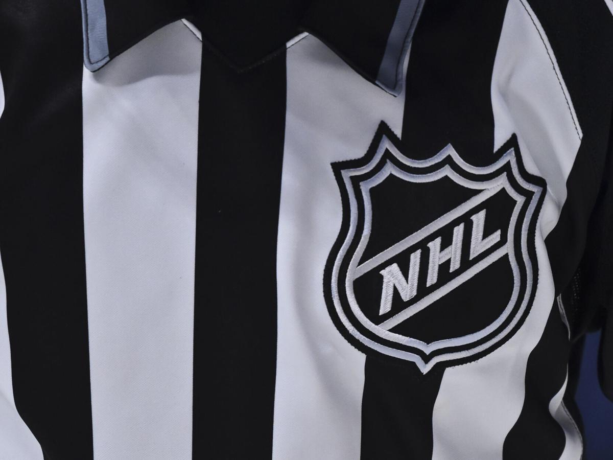 The NHL crest is seen on a linesmans jersey during a game between the Montreal Canadiens and the Ottawa Senators during the third period on Dec. 11, 2019 at the Bell Centre in Montreal, Canada.