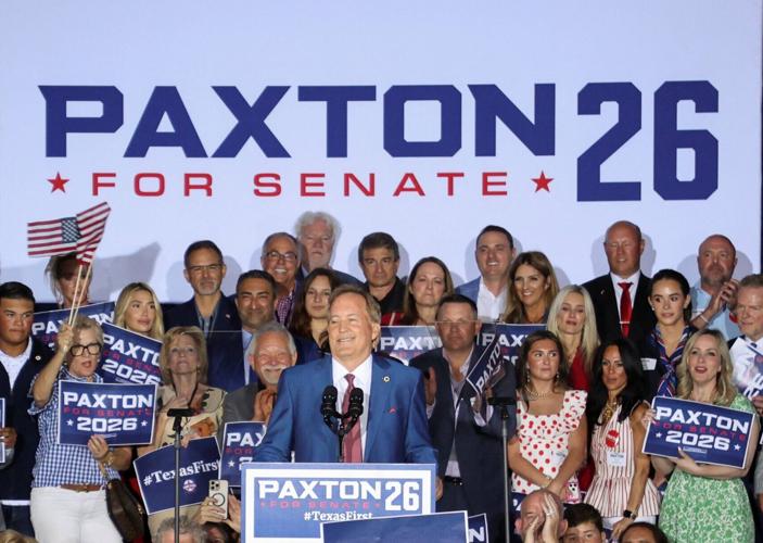 Texas Attorney General Ken Paxton speaks to supporters after winning the Republican runoff election for U.S. Senate in Texas, in Plano