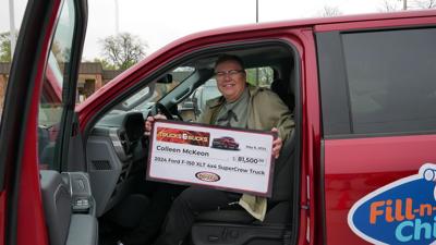 While picking up chips, she won a pick-up