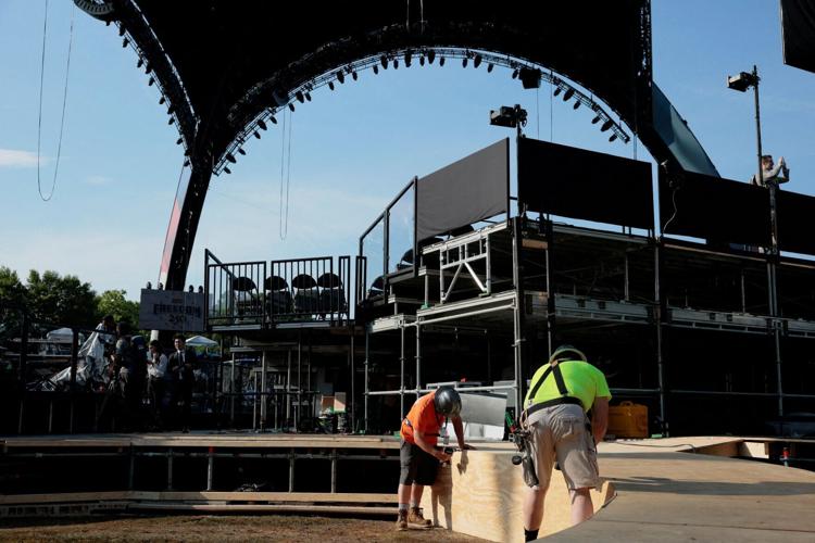 FILE PHOTO: Setup ahead of the UFC Freedom 250 fights on the South Lawn of the White House in Washington