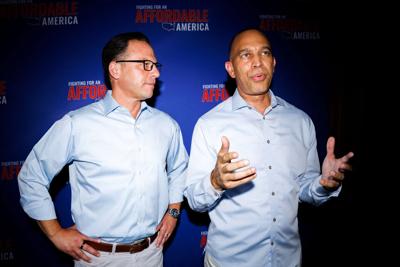 U.S. House Minority Leader Hakeem Jeffries holds event to mark 100 days until the midterm elections in Bethlehem