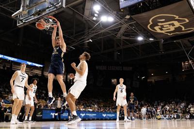 Northern Colorado's Brock Wisne dunks against Colorado during the first half at the CU Events Center on Nov. 8, 2024, in Boulder, Colorado.