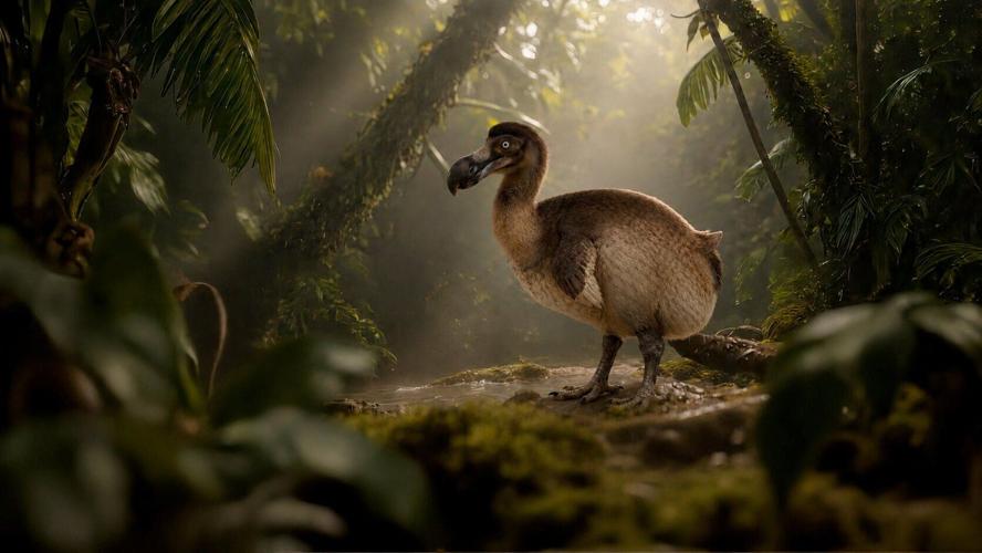A rendering of the extinct flightless bird, the dodo, created by Dallas-based Colossal Biosciences
