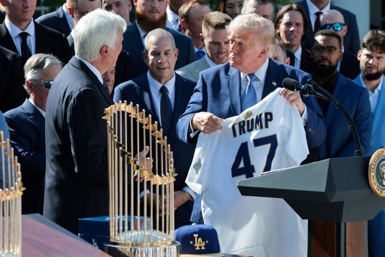 U.S. President Trump hosts a reception for the reigning MLB World Series champion Los Angeles Dodgers, at the White House