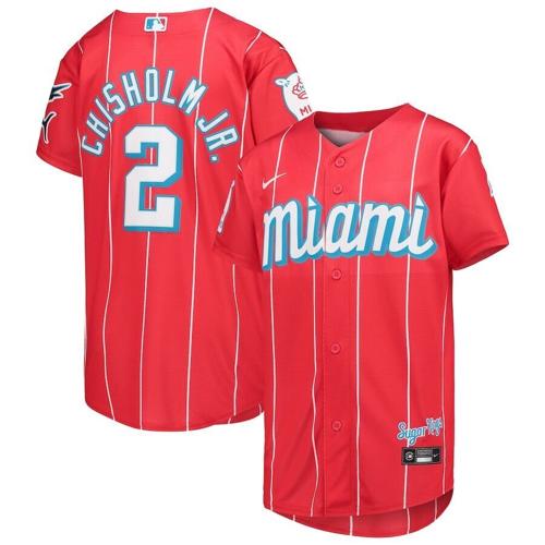 Jazz Chisholm Jr. Miami Marlins Nike Youth 2021 City Connect Replica Player Jersey - Red.jpeg