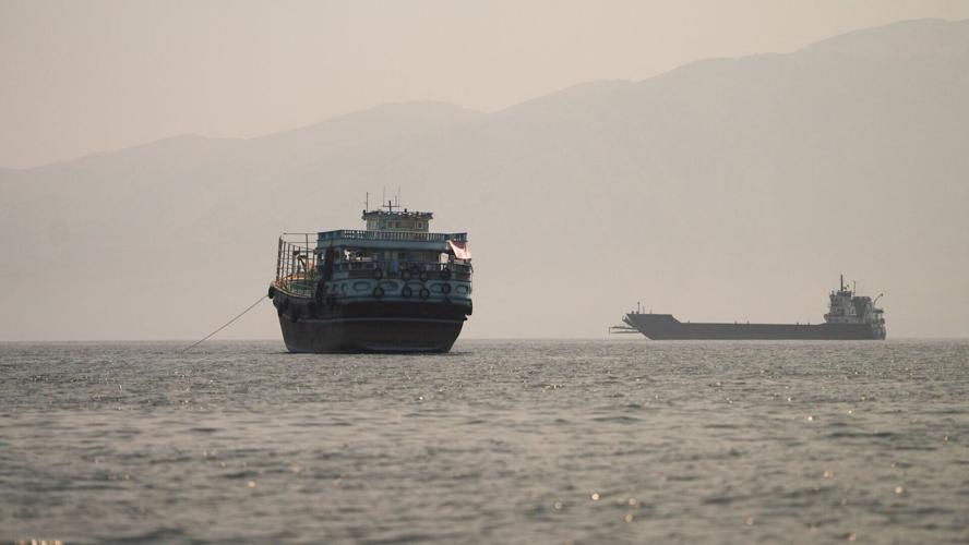 Vessels at the Strait of Hormuz, as seen from Musandam