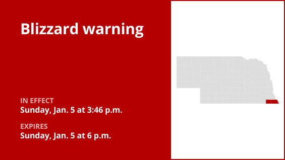 Update: Blizzard warning affecting Pawnee and Richardson counties Sunday evening