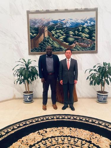 Commissioner and Chief Executive Officer of LiMA Cllr. Neto Zarzar Lighe Sr and Chinese Ambassador to Liberia, Yin Chengwu
