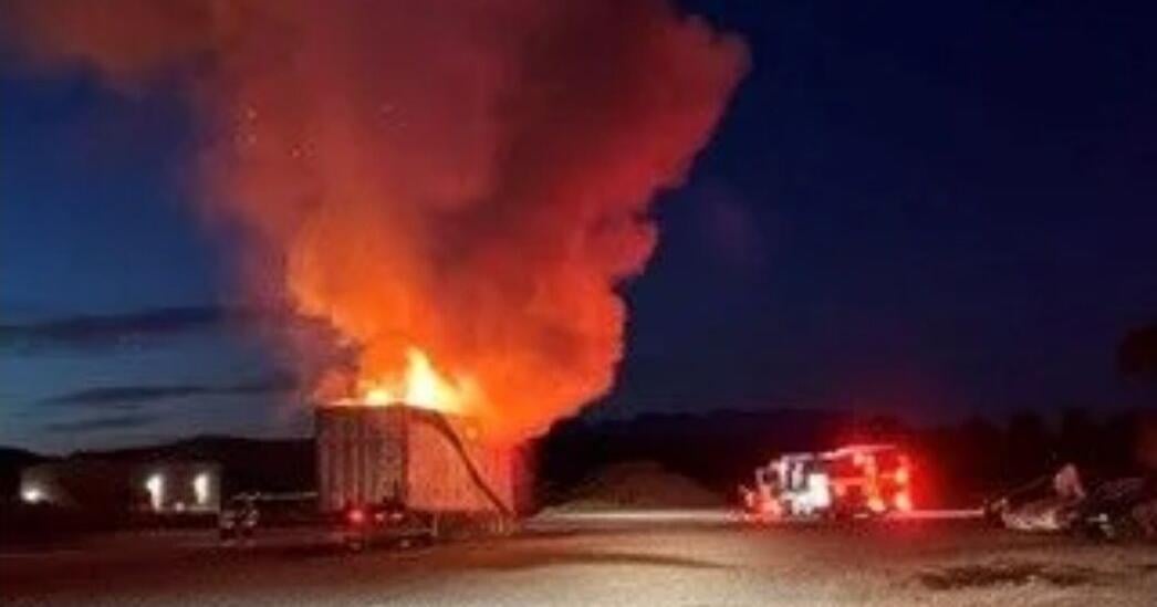 Fire at transfer station caused by tractor batteries