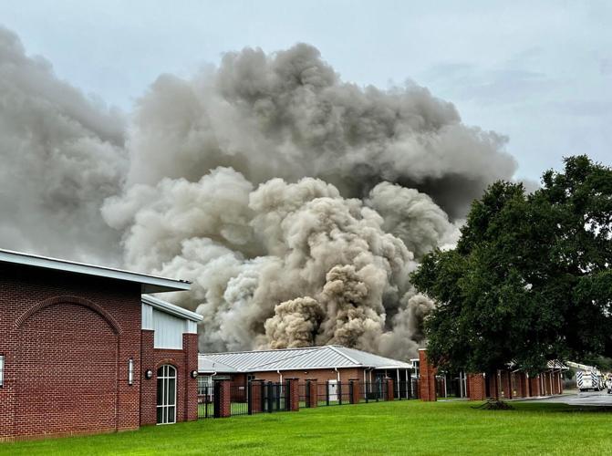 Firefighters battle blaze at Live Oak Junior High gym