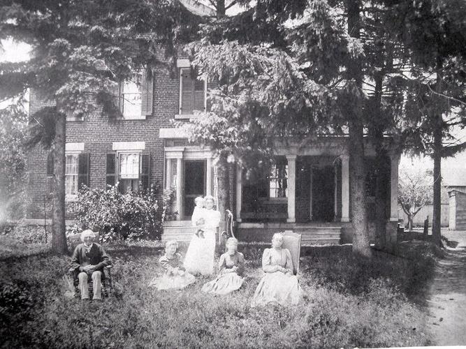Vintage Black & White Snapshot with Scalloped Edge Woman in Yard