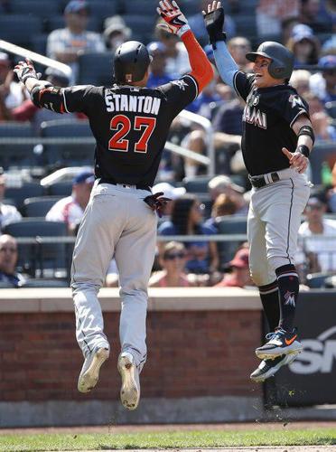 Hit by Pitch, the Miami Marlins' Giancarlo Stanton Is Taken to Hospital -  The New York Times