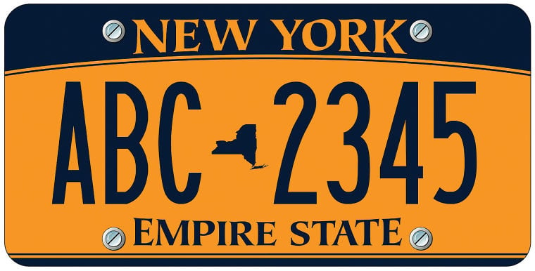 New York  Empire Blue  License Plate  original US Nummernschild Originalbild 