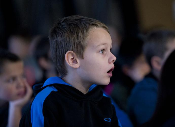 Marine Marisa Beattie meets 90 of her pen pals at Lockeford Elementary
