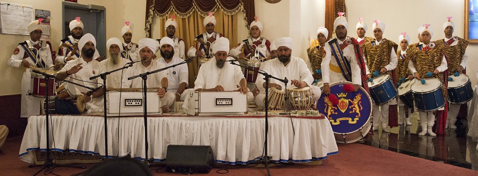 Malaysian marching band plays at the Lodi Sikh Temple