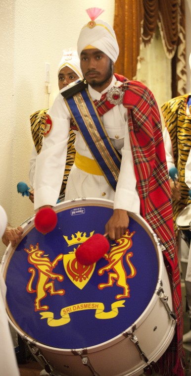 Malaysian marching band plays at the Lodi Sikh Temple