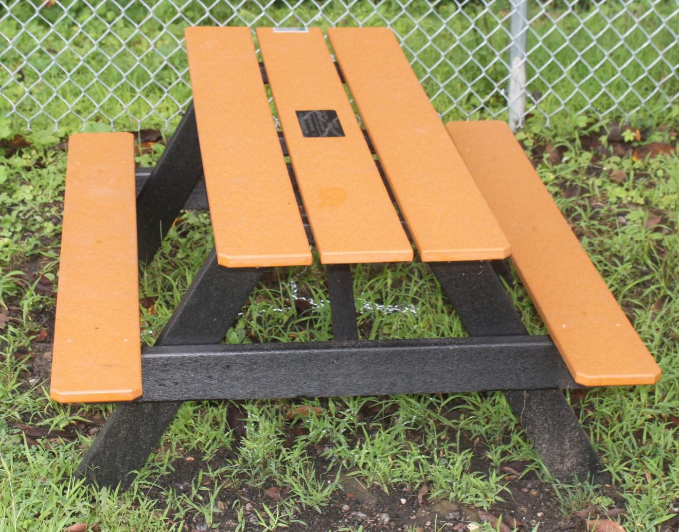 Picnic table made of recycled milk jugs in New Straitsville News